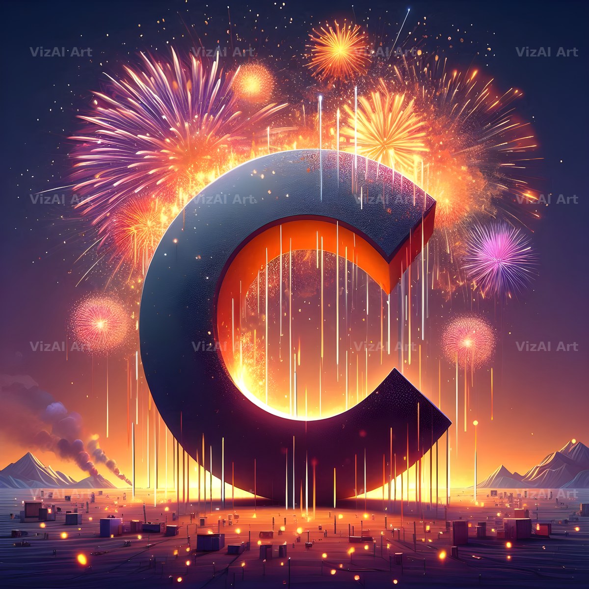 Fireworks alphabet letter C