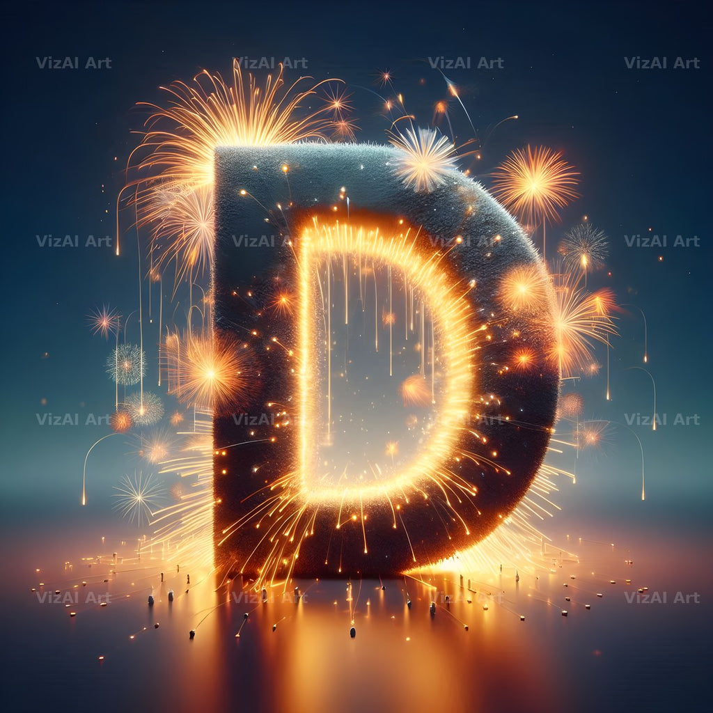 Fireworks alphabet letter D