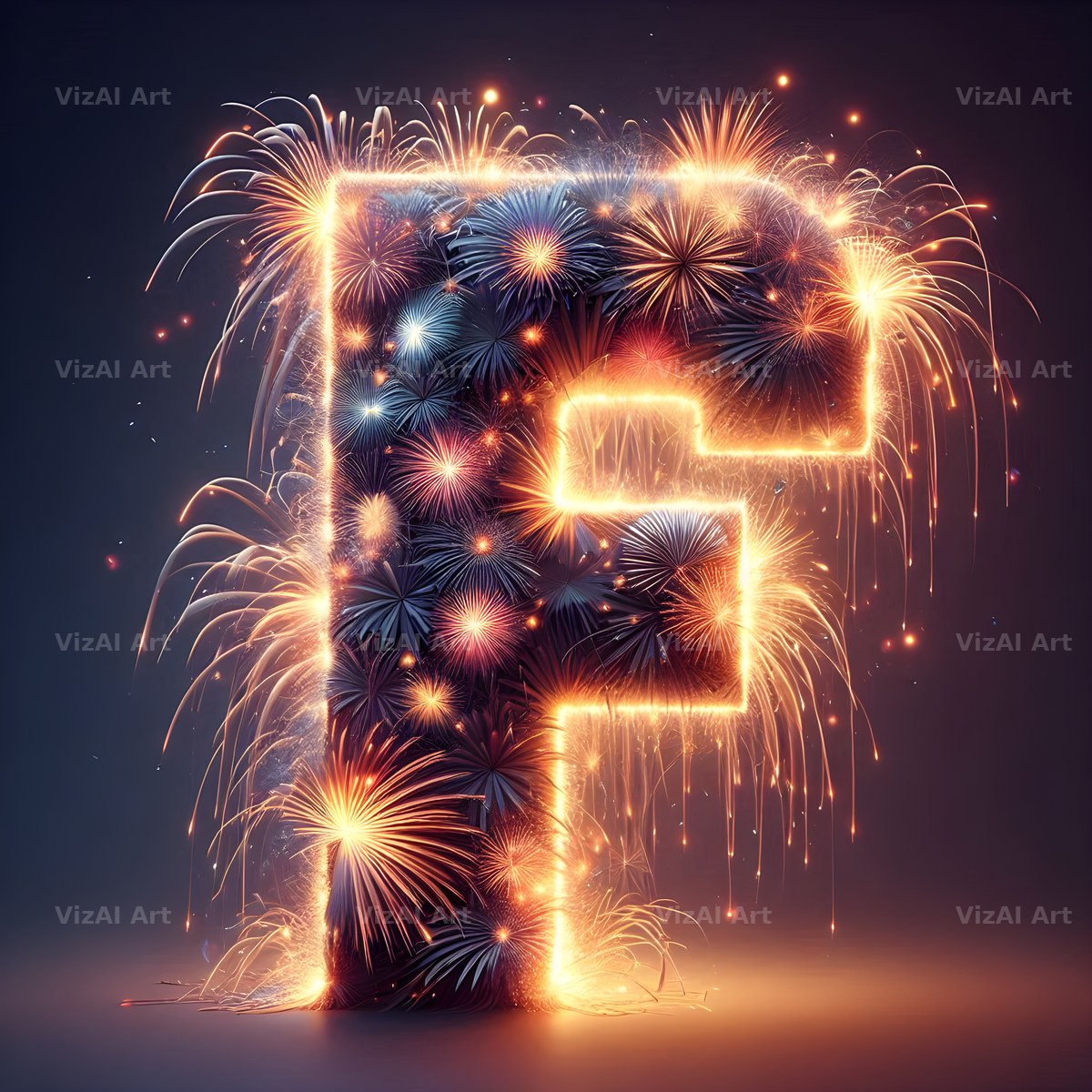 Fireworks alphabet letter F