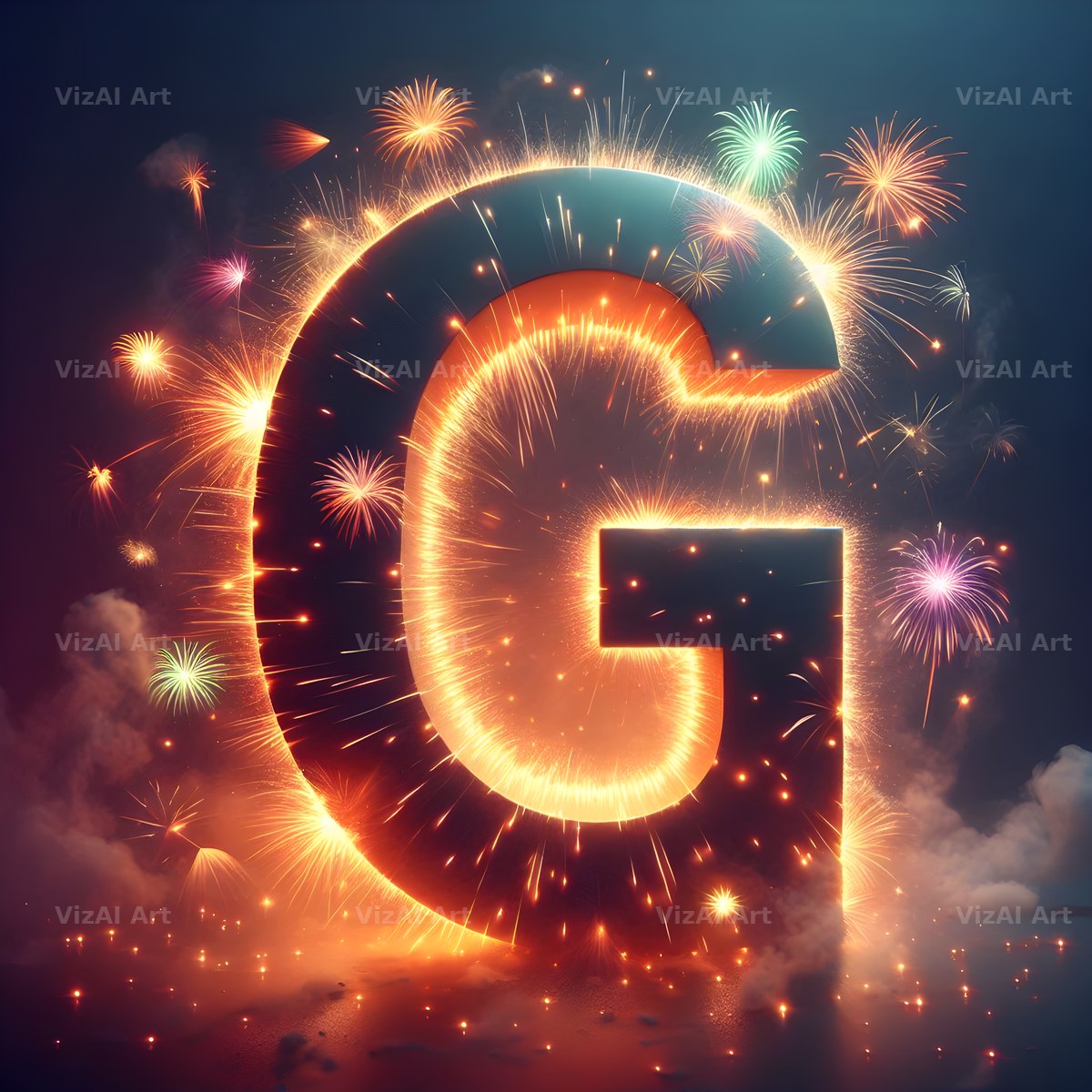 Fireworks alphabet letter G