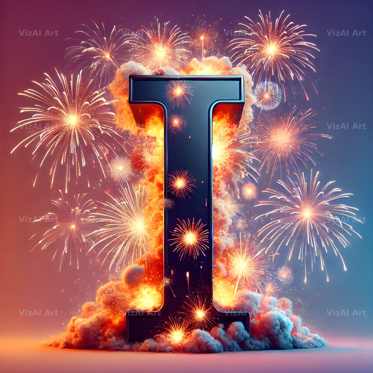 Fireworks alphabet letter I