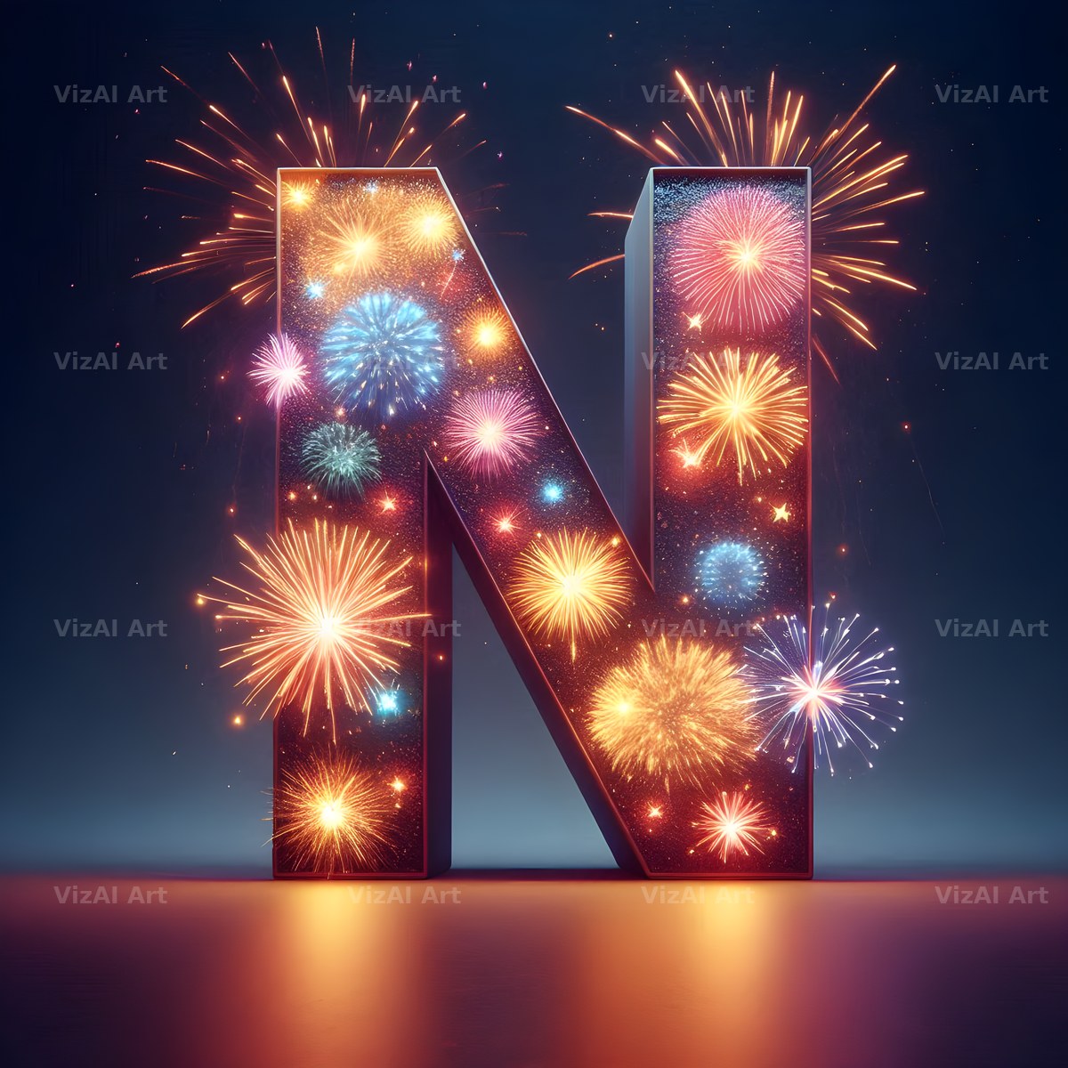 Fireworks alphabet letter N