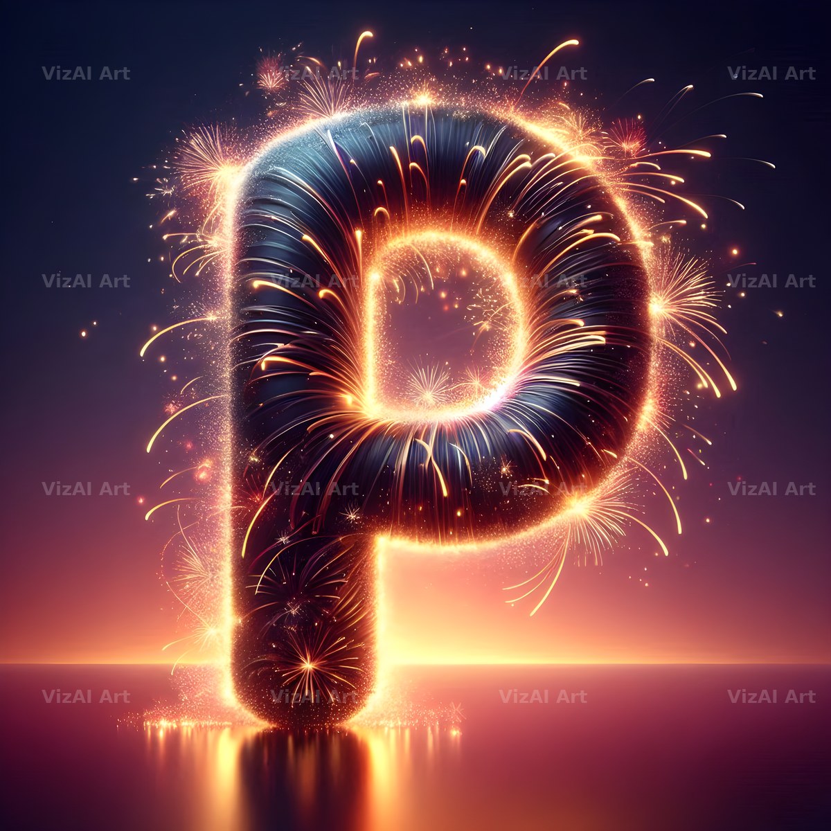 Fireworks alphabet letter P