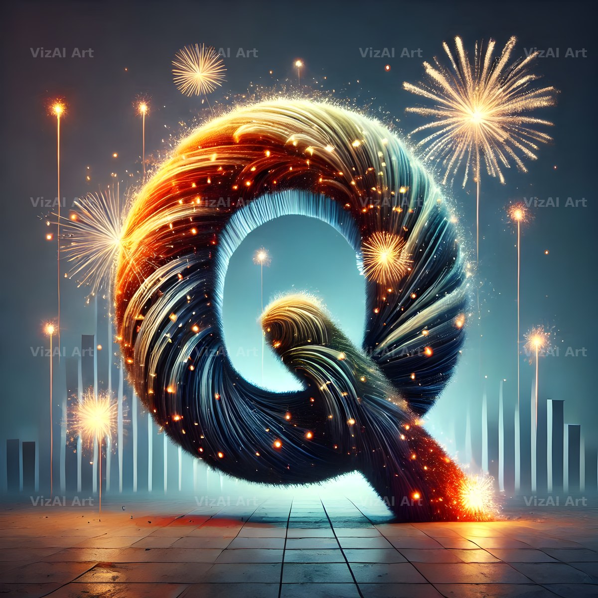 Fireworks alphabet letter Q