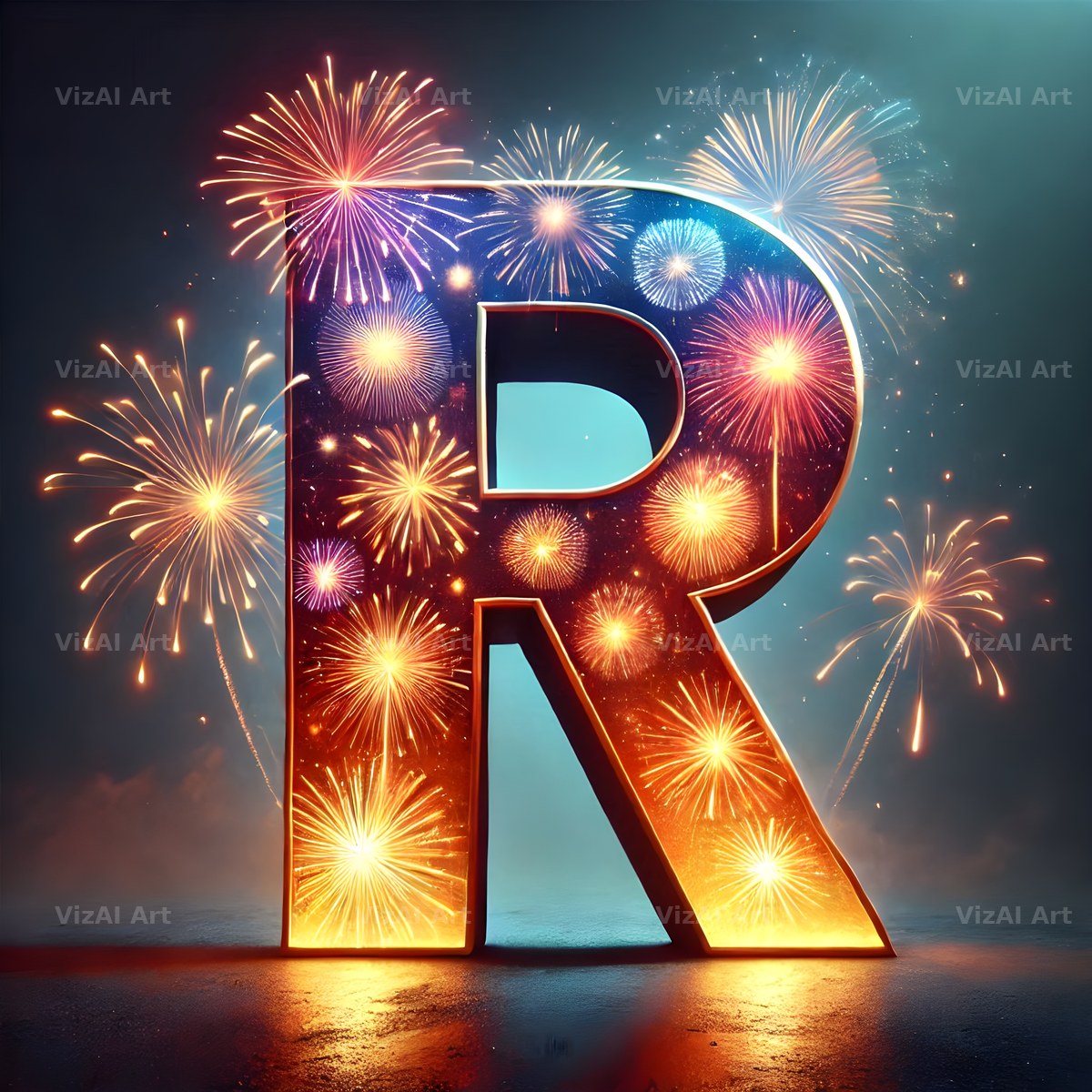Fireworks alphabet letter R