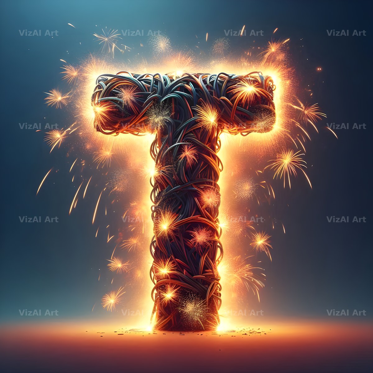 Fireworks alphabet letter T