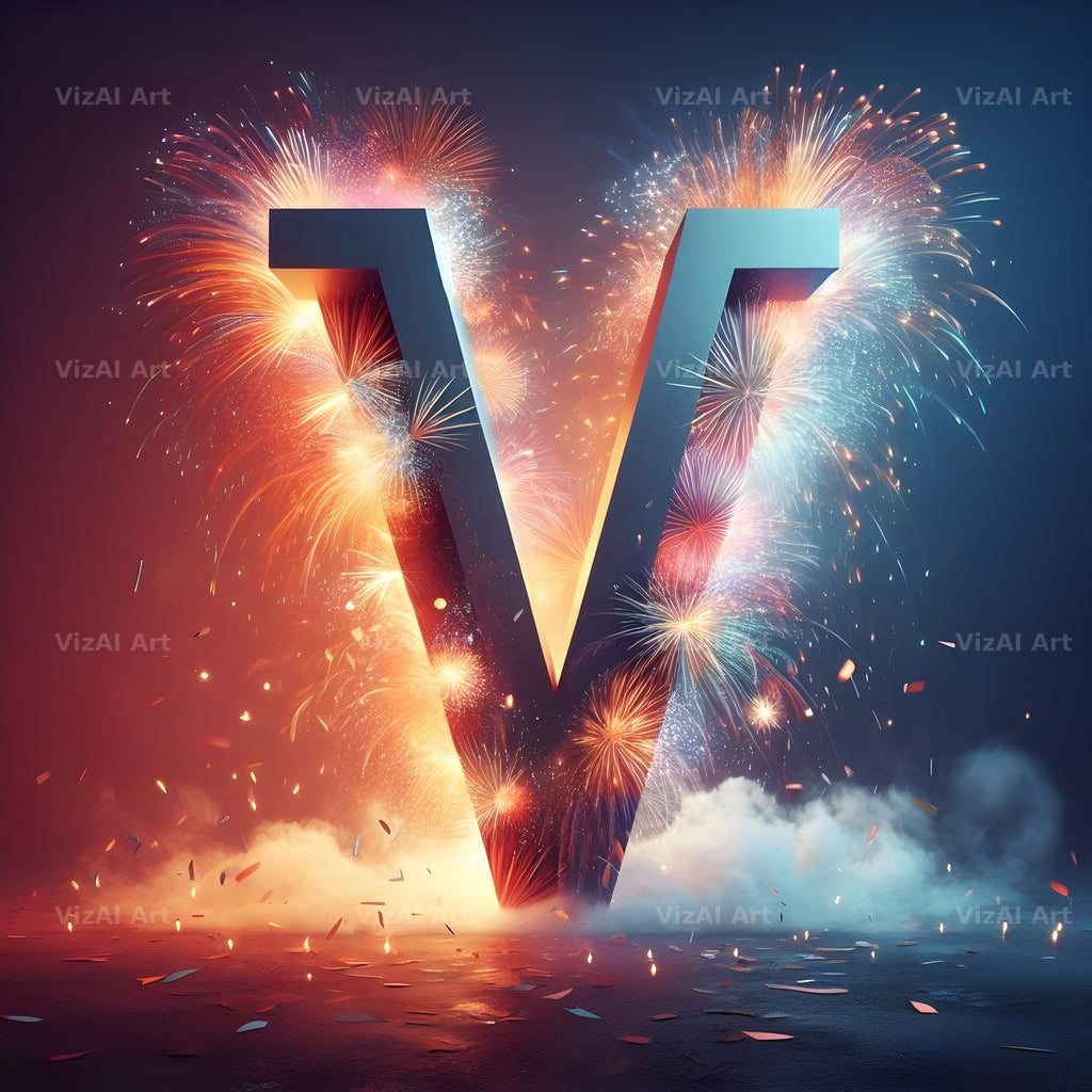 Fireworks alphabet letter V