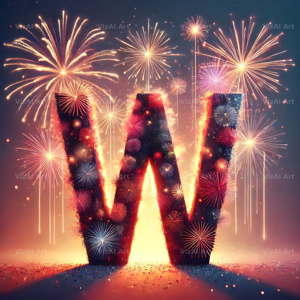 Fireworks alphabet letter W