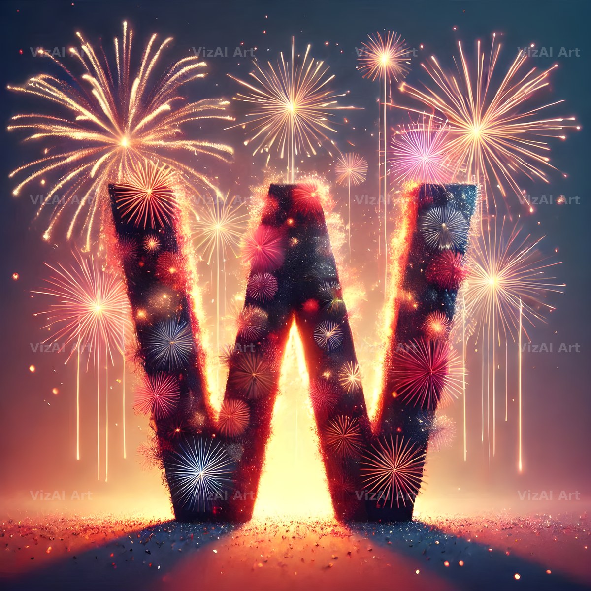 Fireworks alphabet letter W
