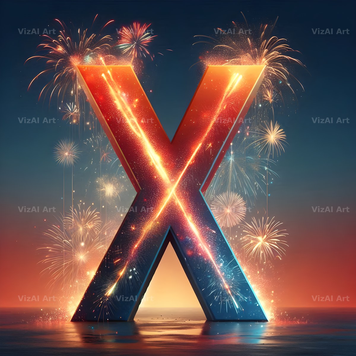 Fireworks alphabet letter X