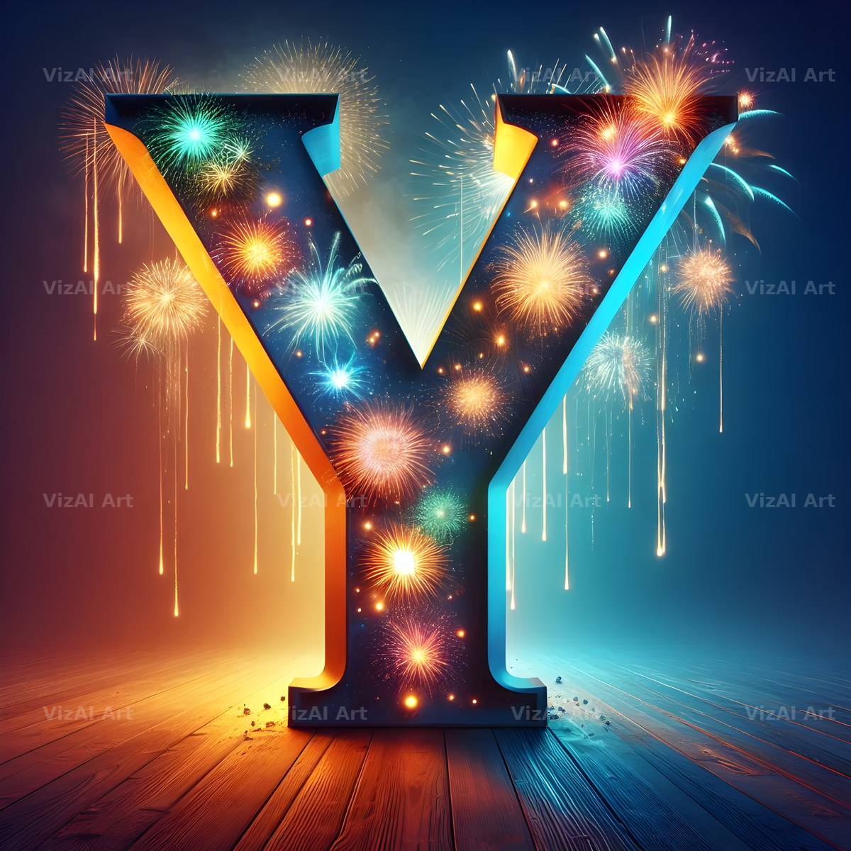 Fireworks alphabet letter Y