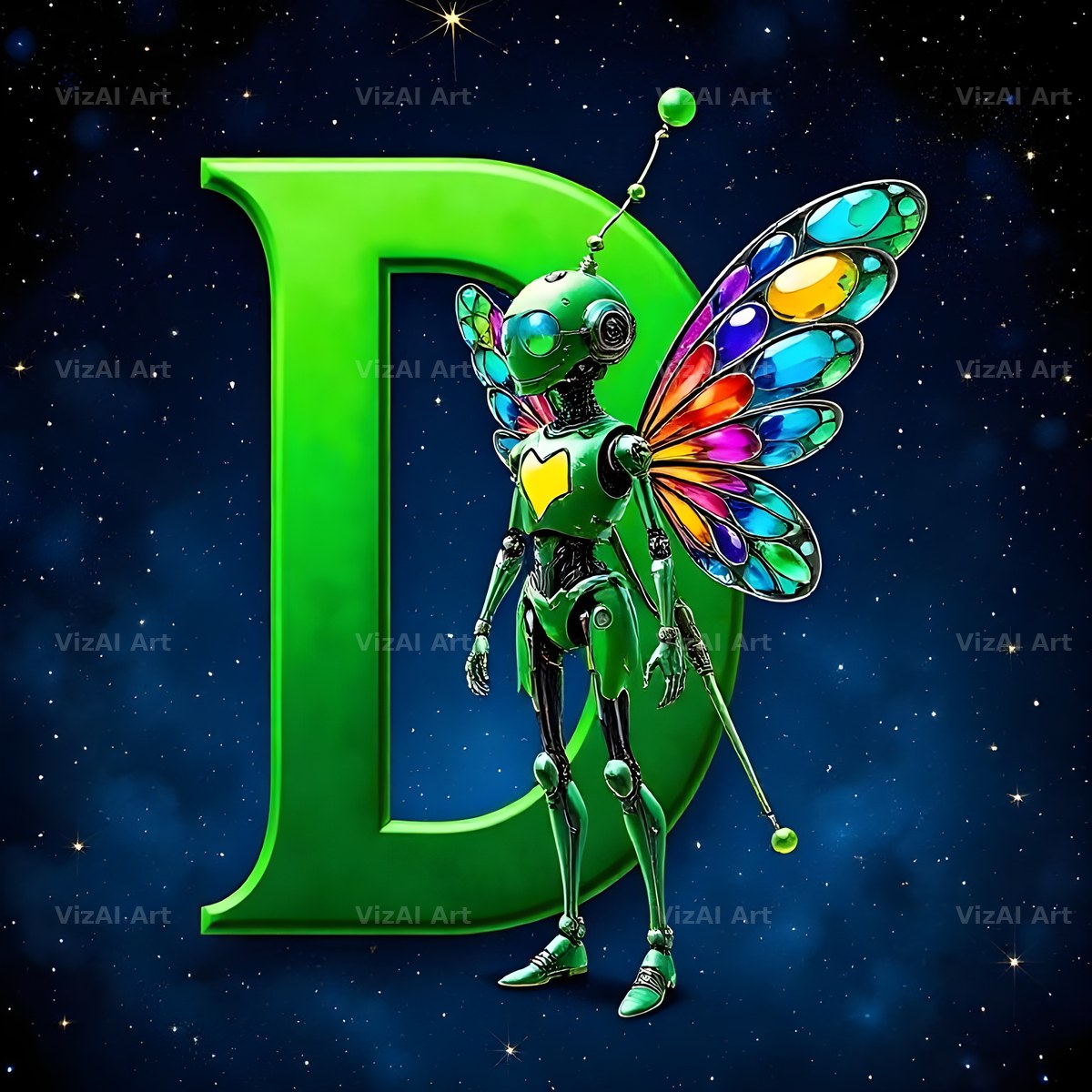 Green Fairy alphabet letter D