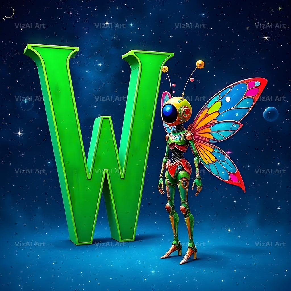 Green Fairy alphabet letter W