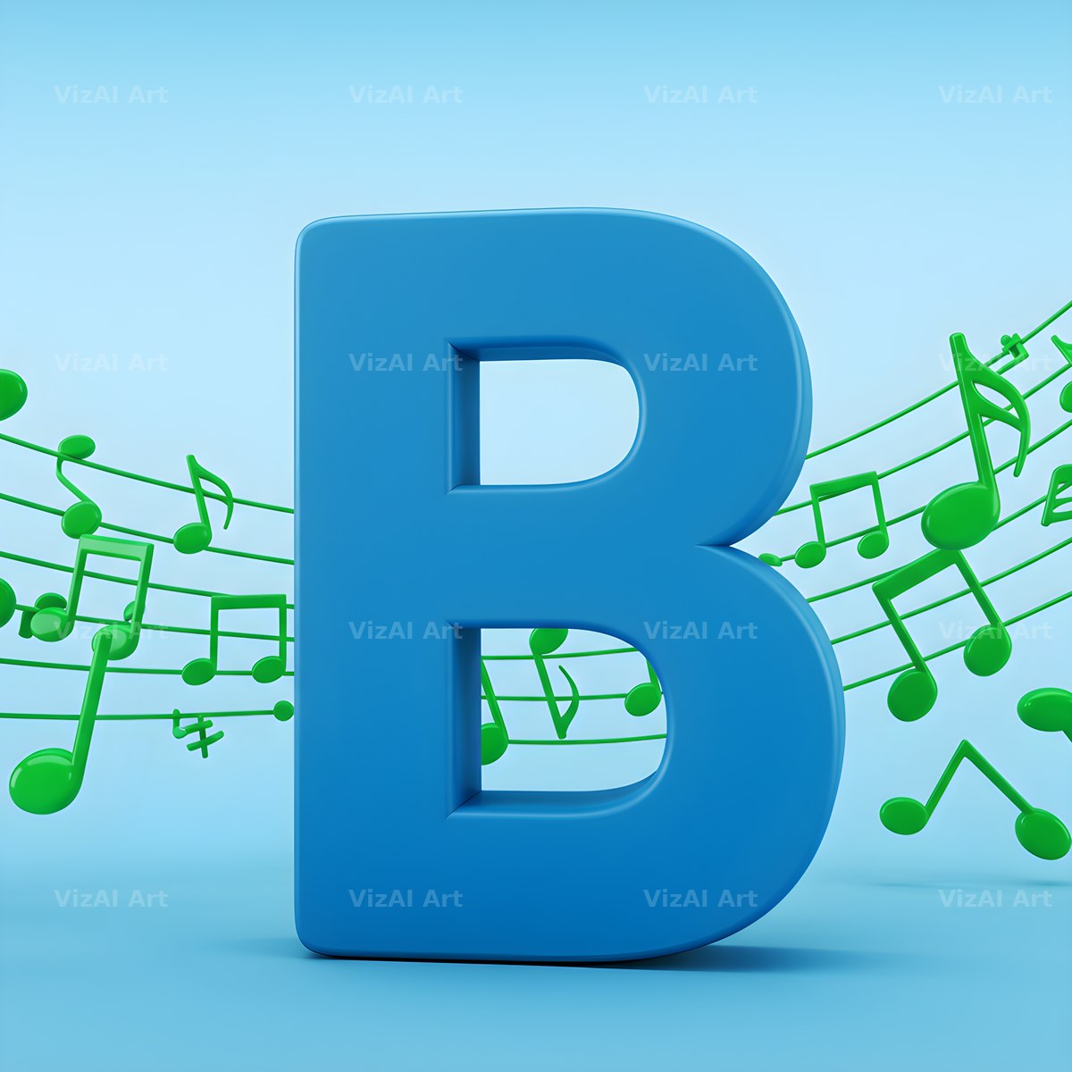 Blue Music Note alphabet letter B