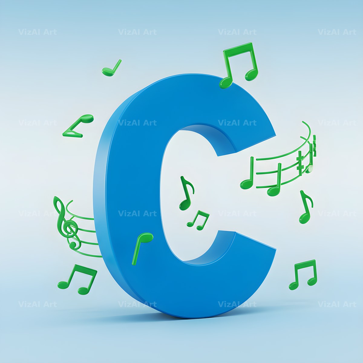 Blue Music Note alphabet letter C