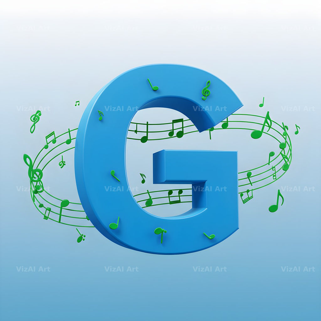 Blue Music Note alphabet letter G