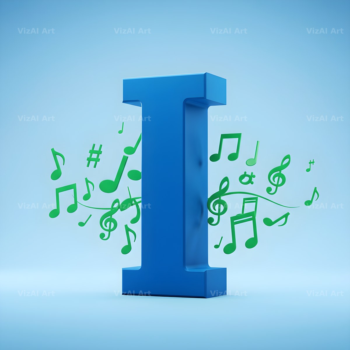 Blue Music Note alphabet letter I