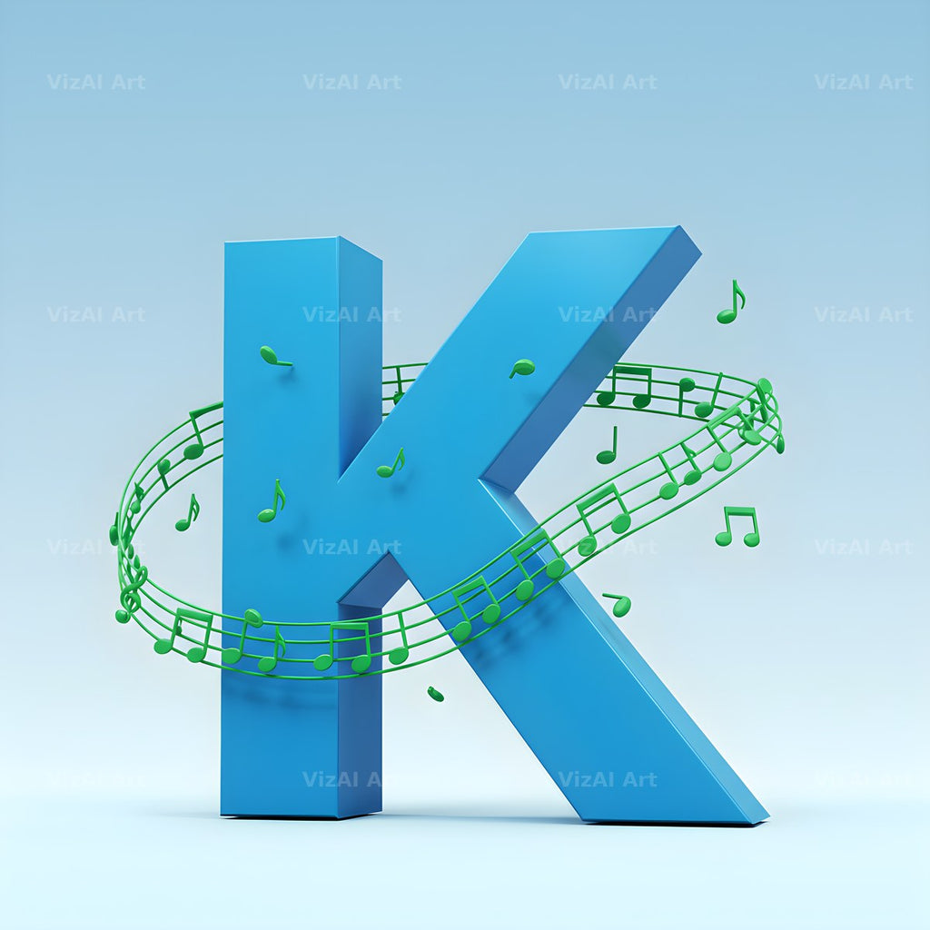 Blue Music Note alphabet letter K