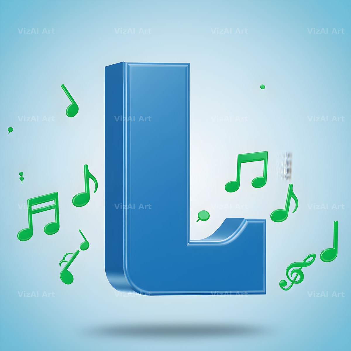 Blue Music Note alphabet letter L