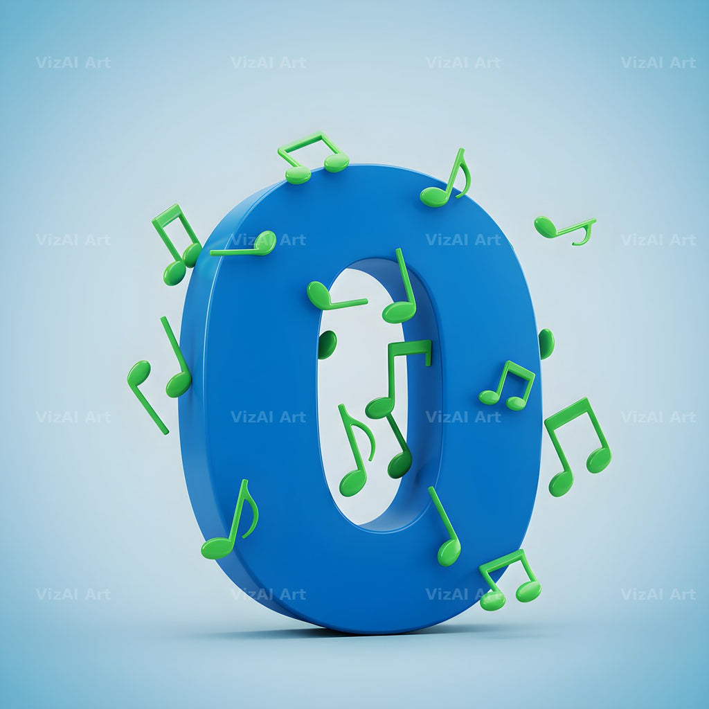 Blue Music Note alphabet letter O