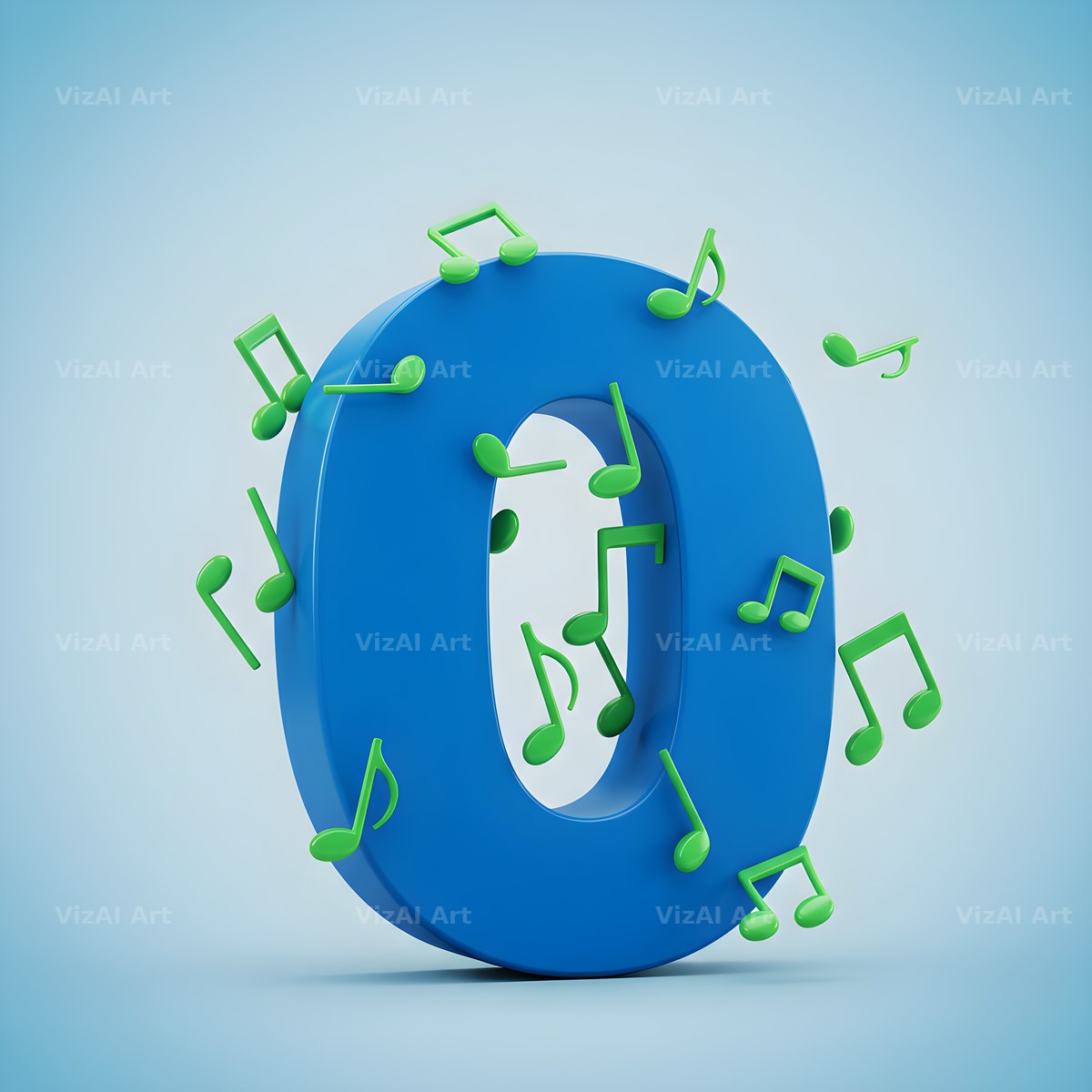 Blue Music Note alphabet letter O