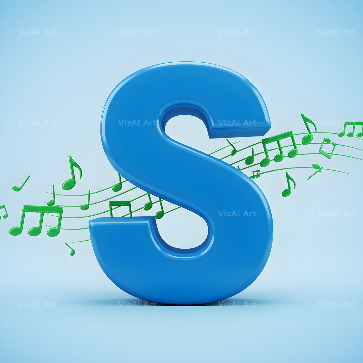Blue Music Note alphabet letter S