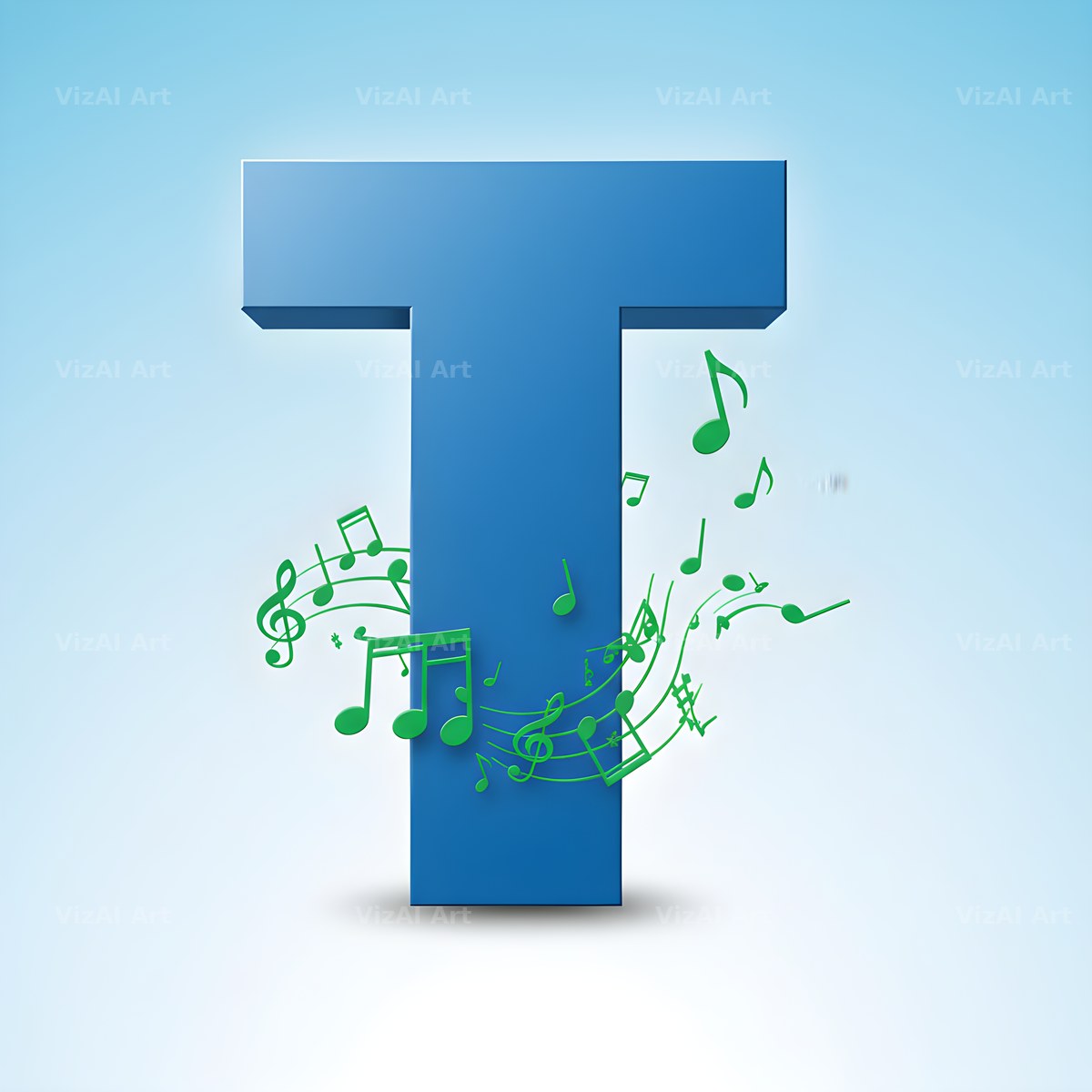 Blue Music Note alphabet letter T
