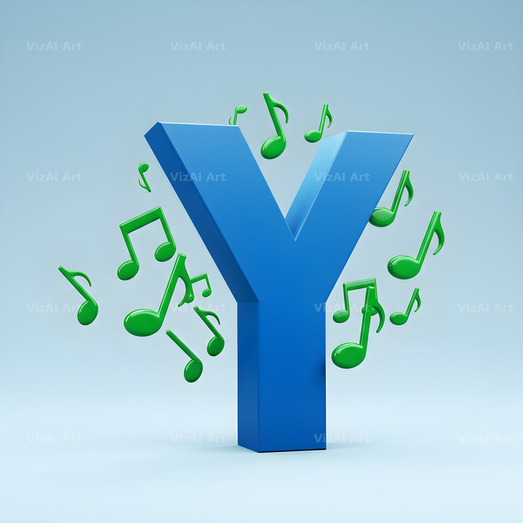 Blue Music Note alphabet letter Y
