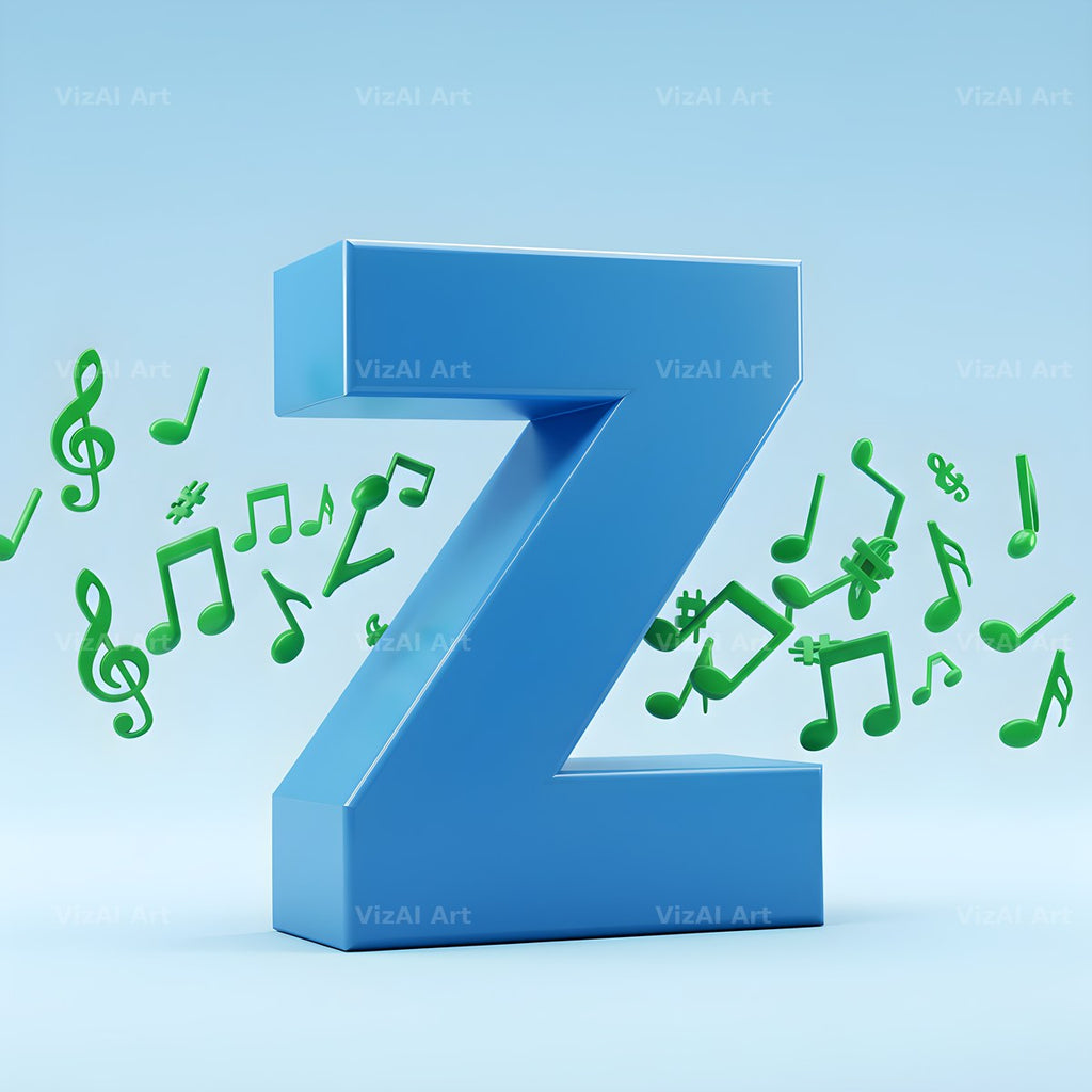 Blue Music Note alphabet letter Z