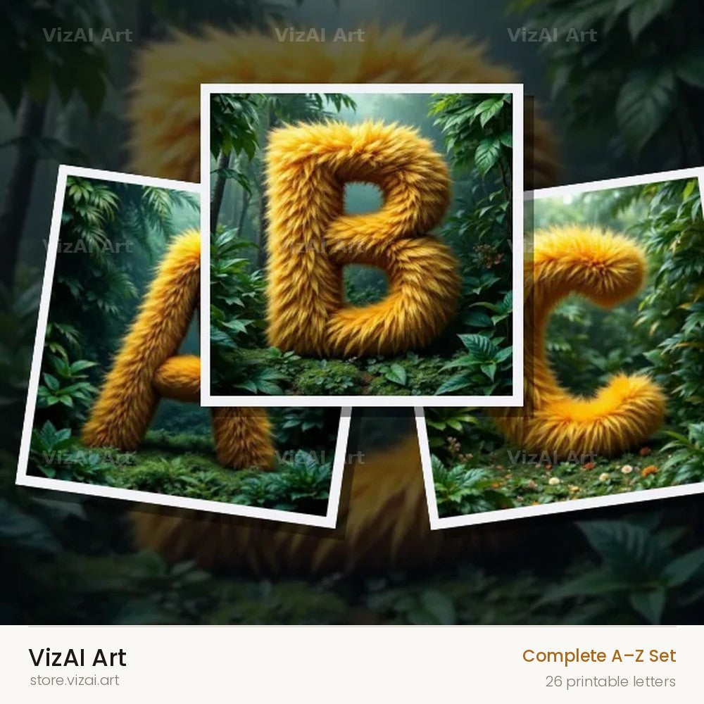 Golden Fur alphabet — choose an individual printable letter