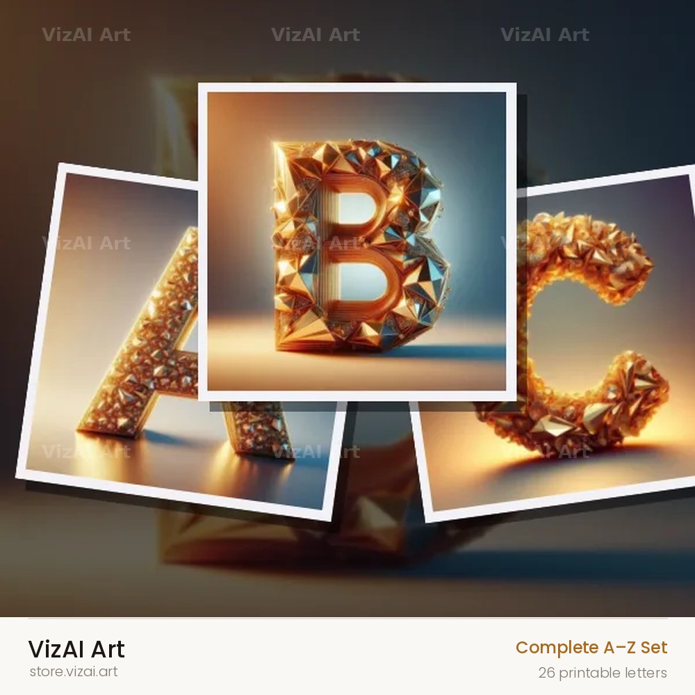 Golden Crystal alphabet — choose an individual printable letter