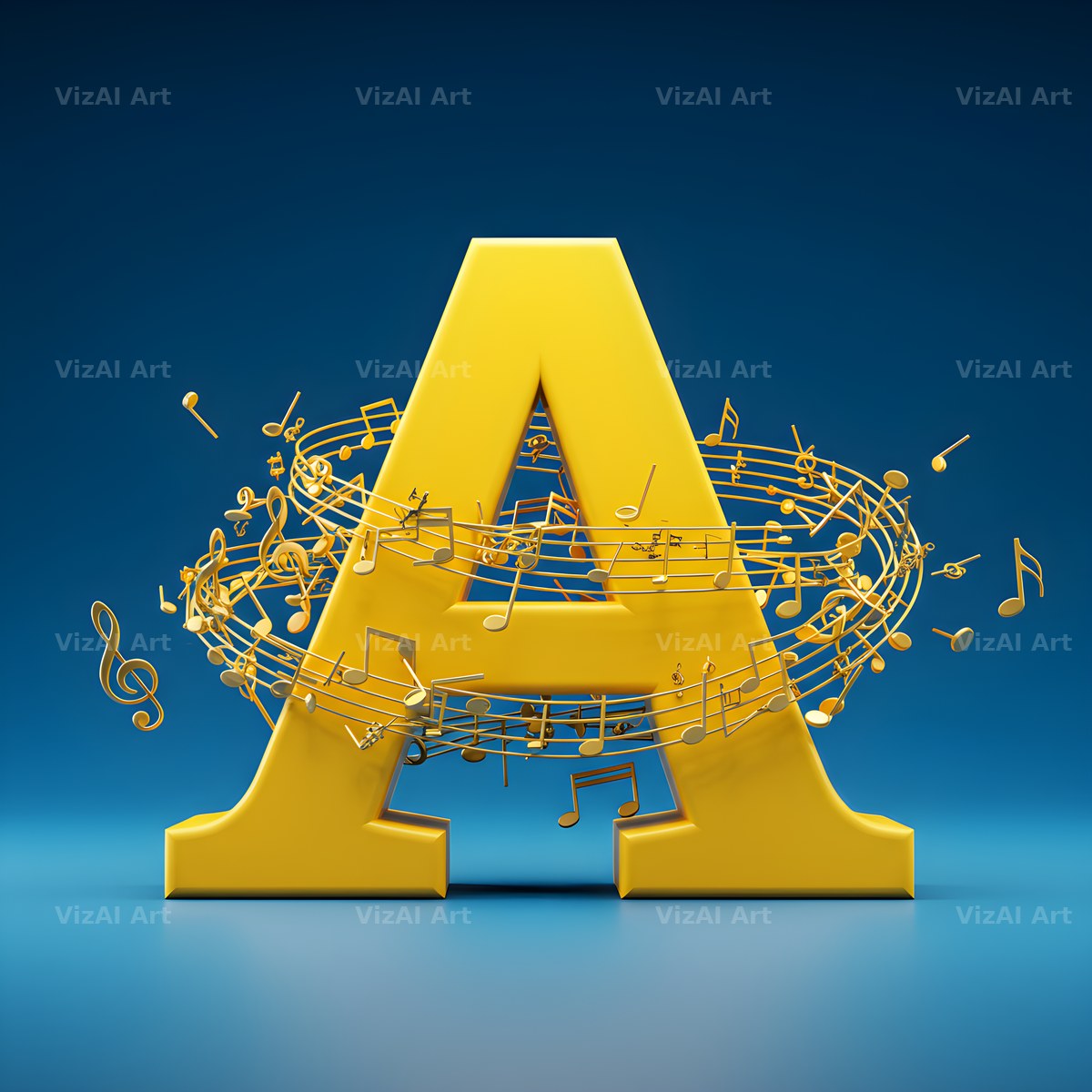 Gold Music Note alphabet letter A