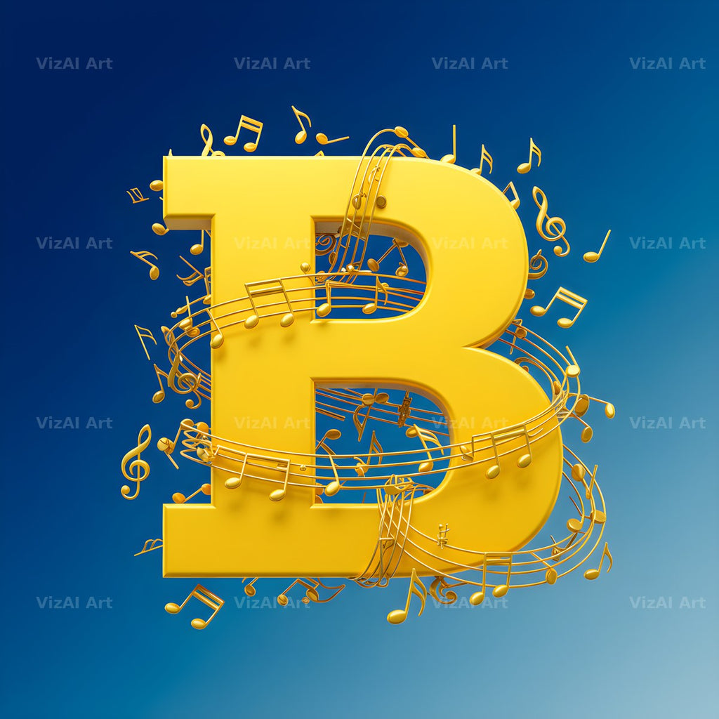 Gold Music Note alphabet letter B
