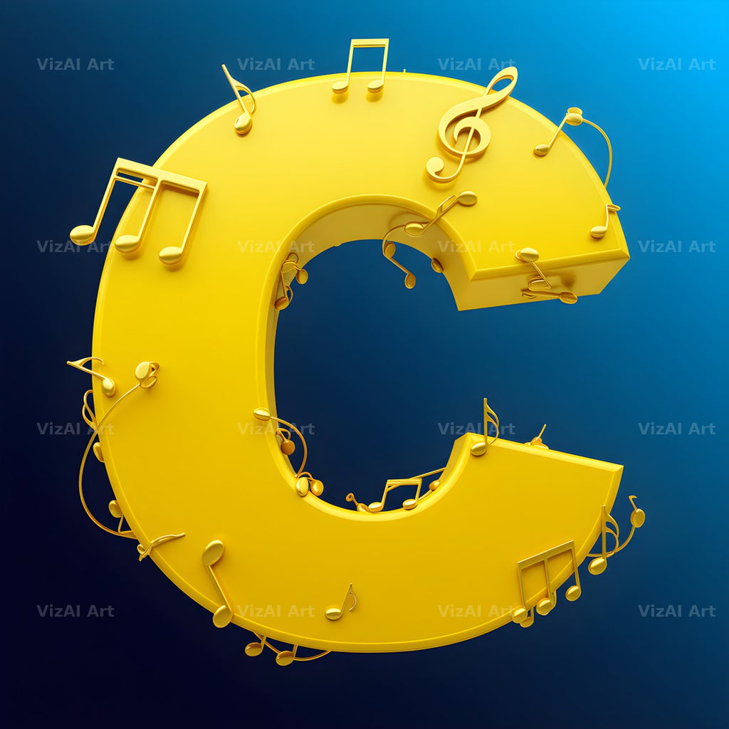 Gold Music Note alphabet letter C