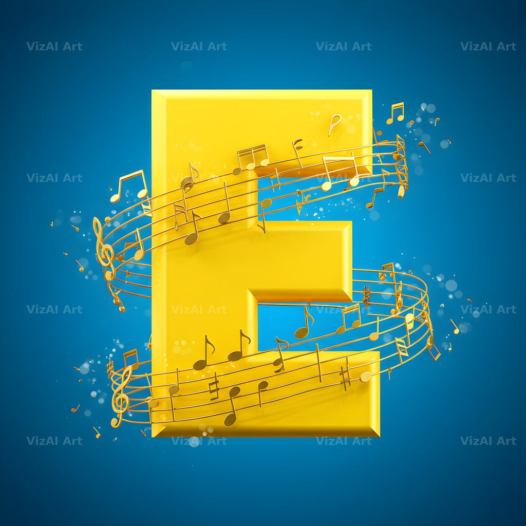 Gold Music Note alphabet letter E