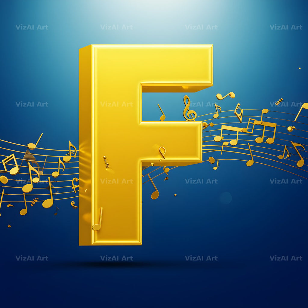 Gold Music Note alphabet letter F
