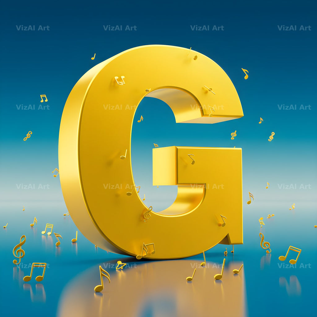 Gold Music Note alphabet letter G