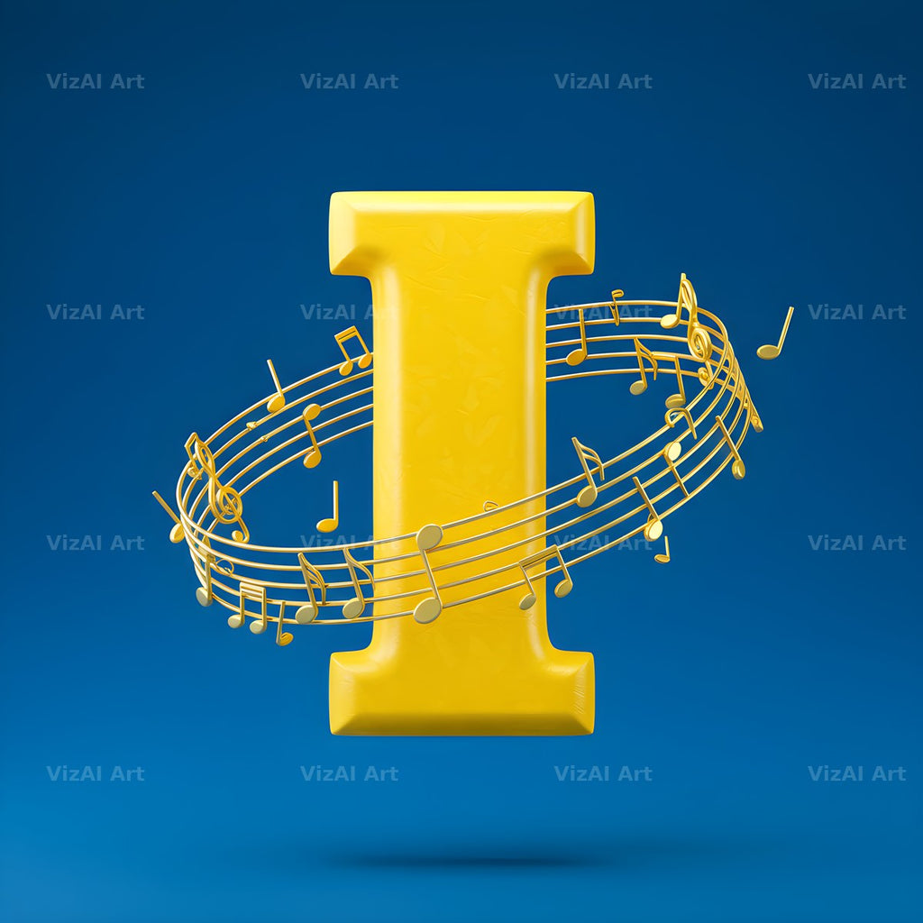Gold Music Note alphabet letter I
