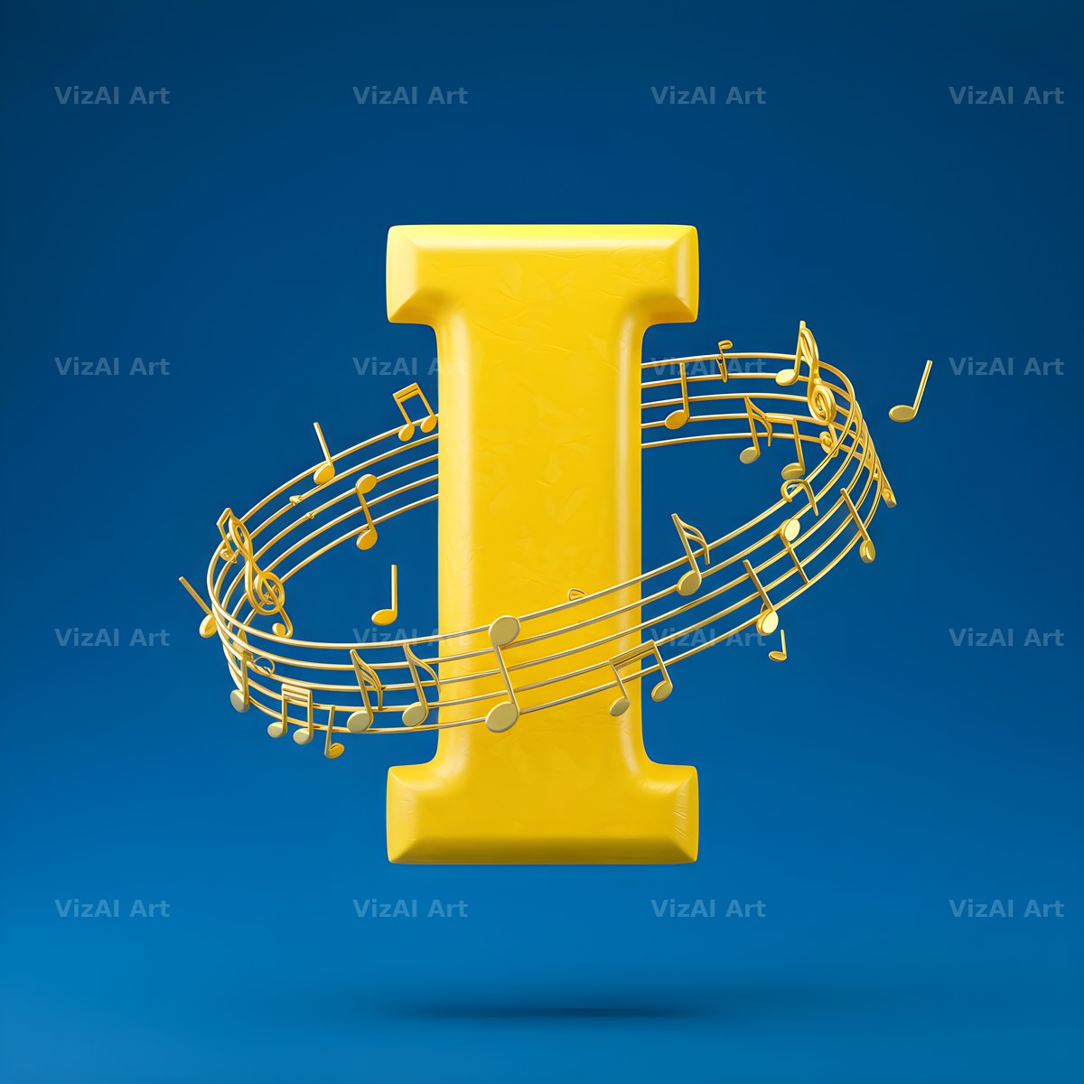 Gold Music Note alphabet letter I