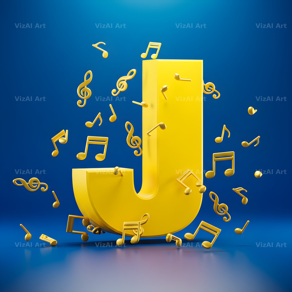 Gold Music Note alphabet letter J