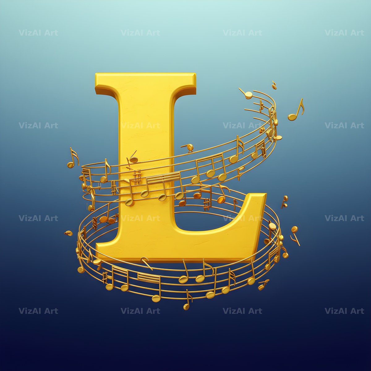 Gold Music Note alphabet letter L