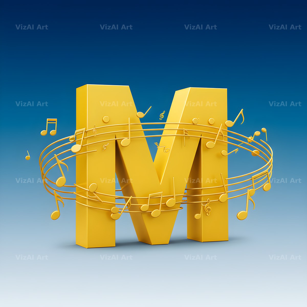 Gold Music Note alphabet letter M
