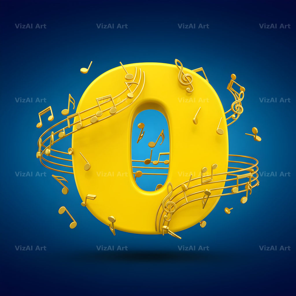 Gold Music Note alphabet letter O