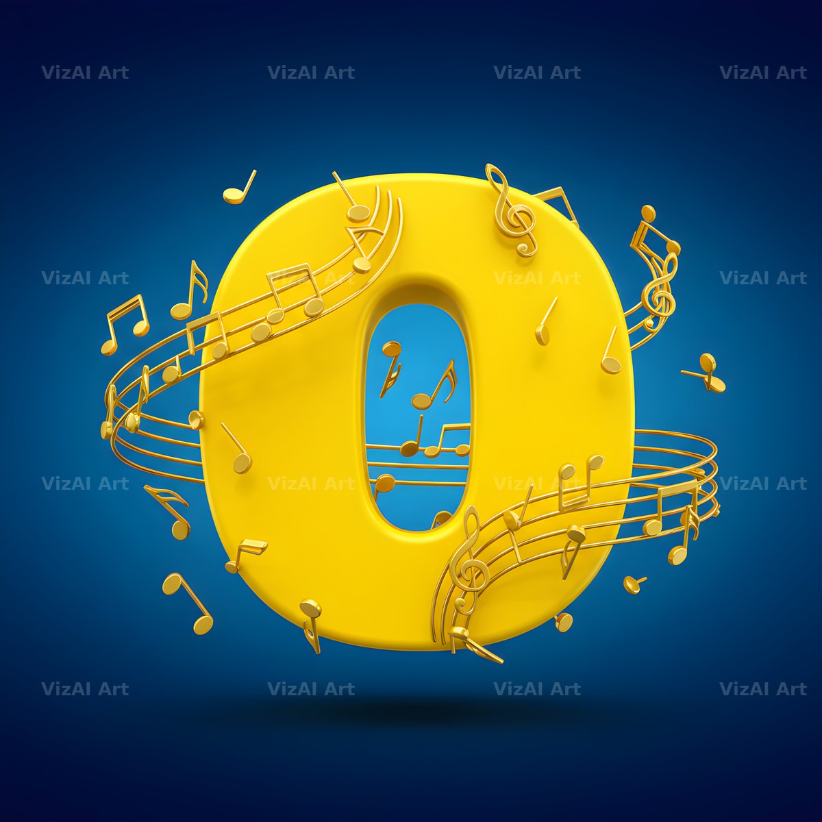 Gold Music Note alphabet letter O
