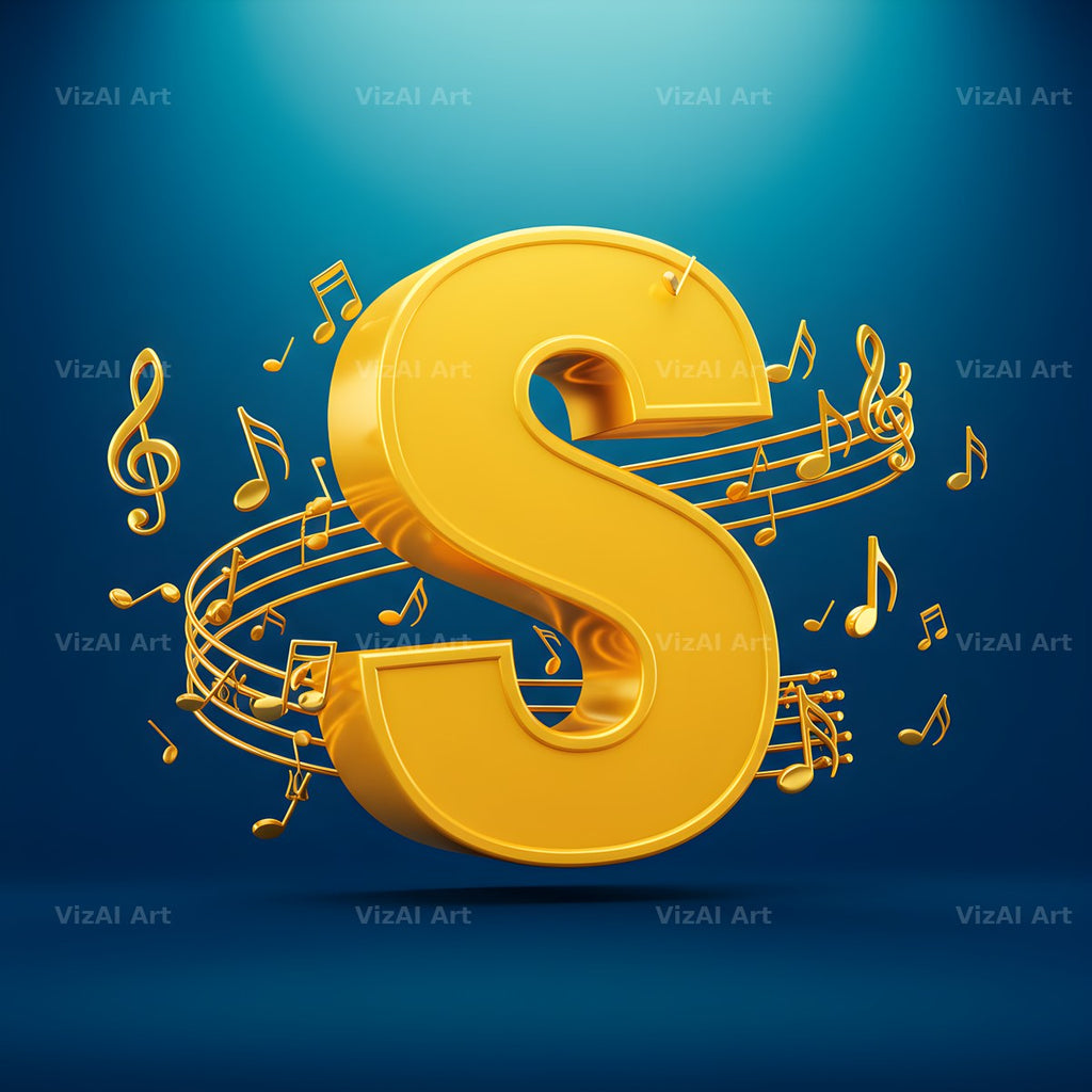 Gold Music Note alphabet letter S
