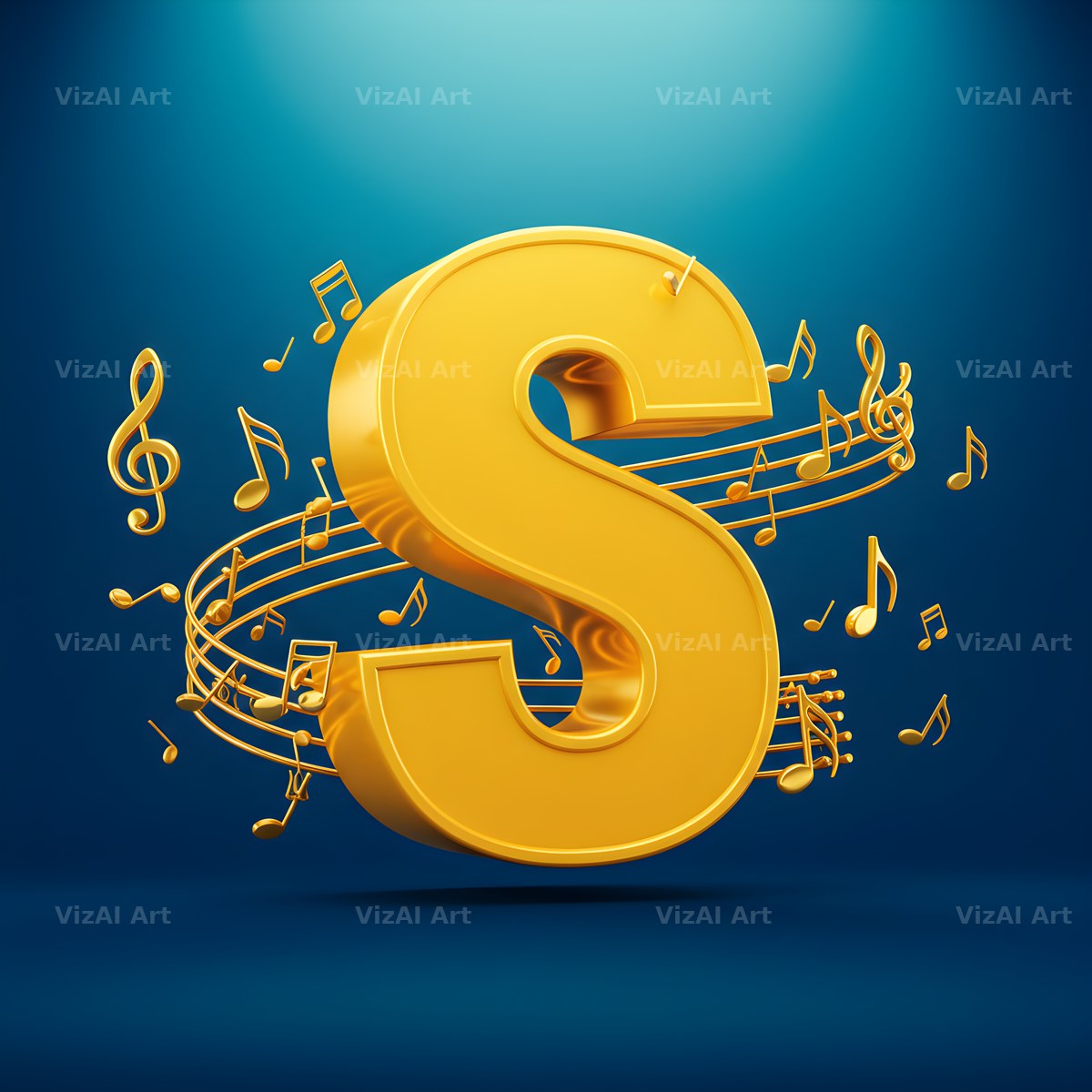 Gold Music Note alphabet letter S