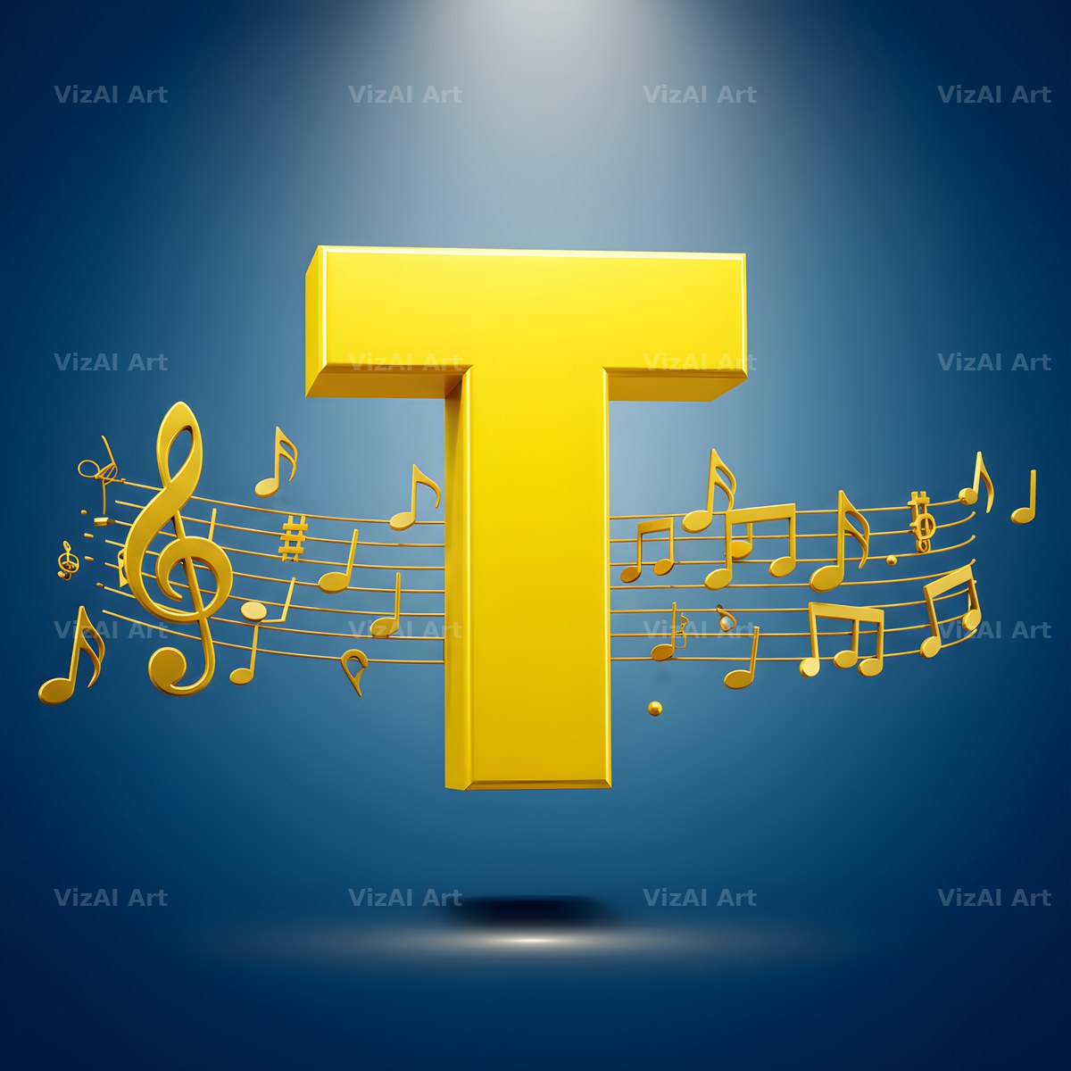 Gold Music Note alphabet letter T