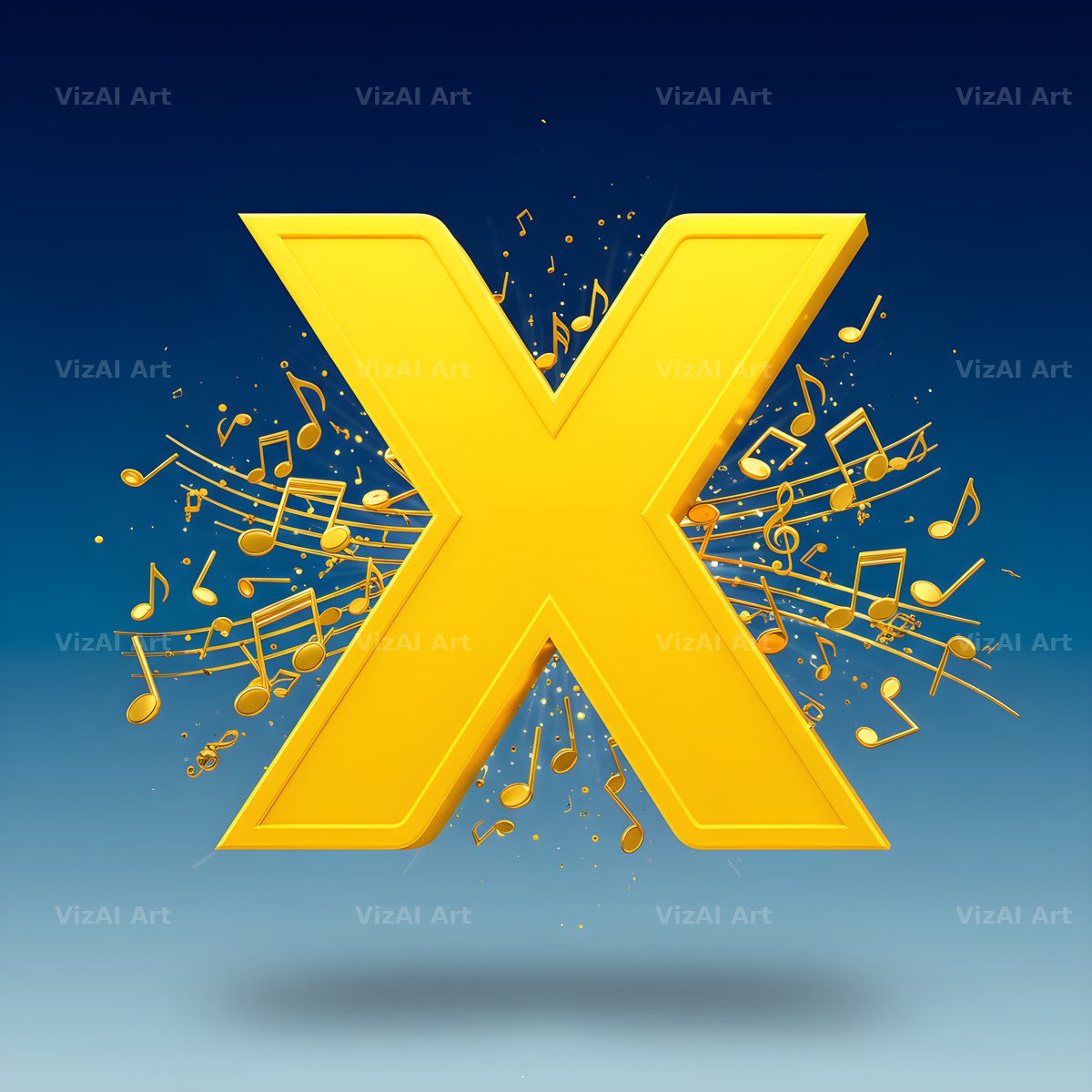 Gold Music Note alphabet letter X
