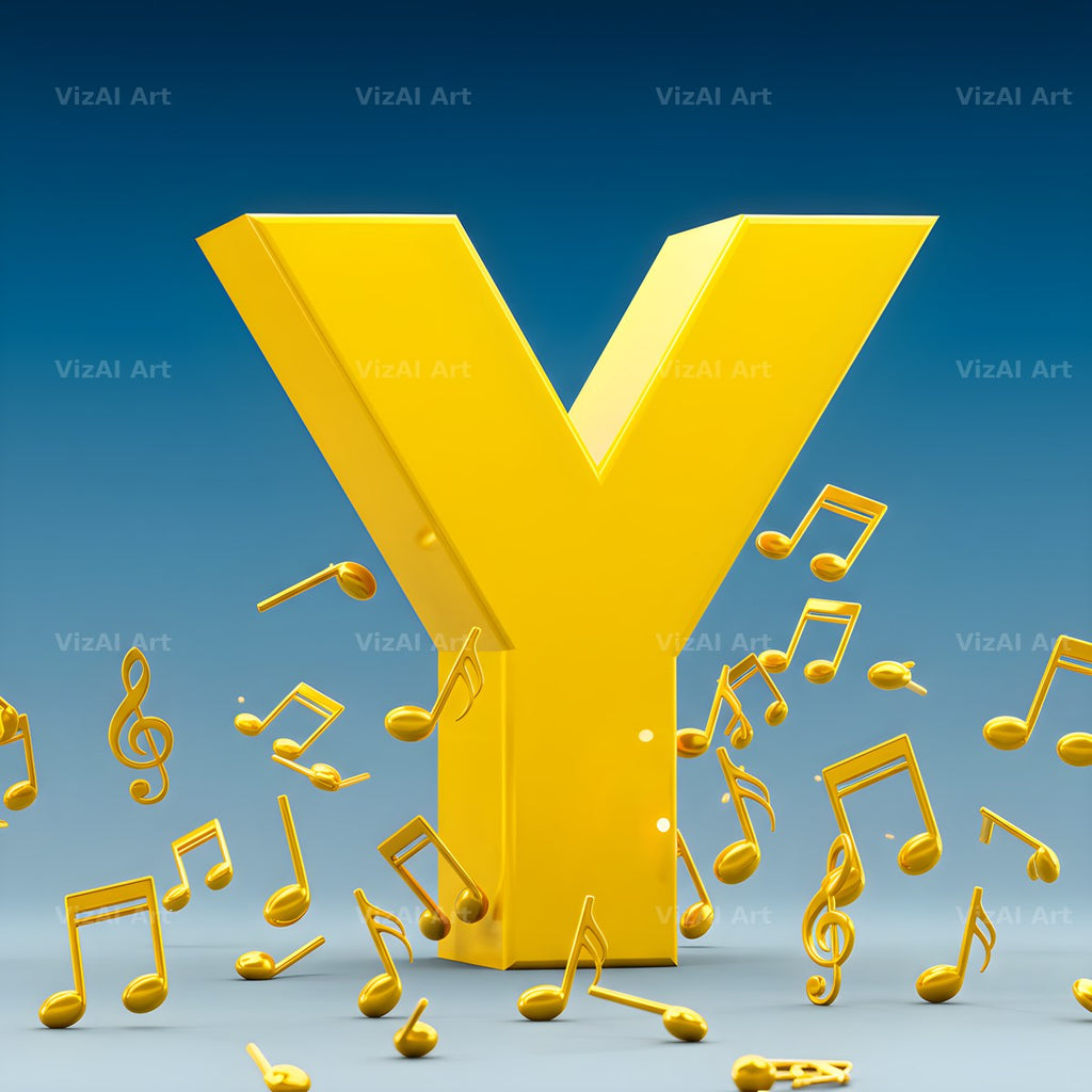 Gold Music Note alphabet letter Y