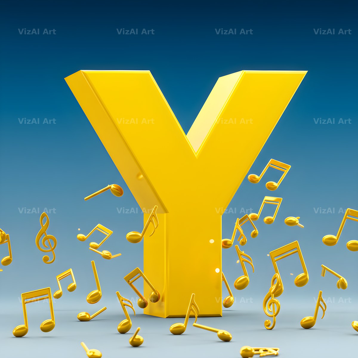 Gold Music Note alphabet letter Y